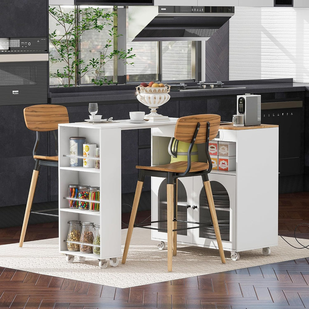 NicBex Rolling Kitchen Island with Extended Table Kitchen Island on Wheels wi...