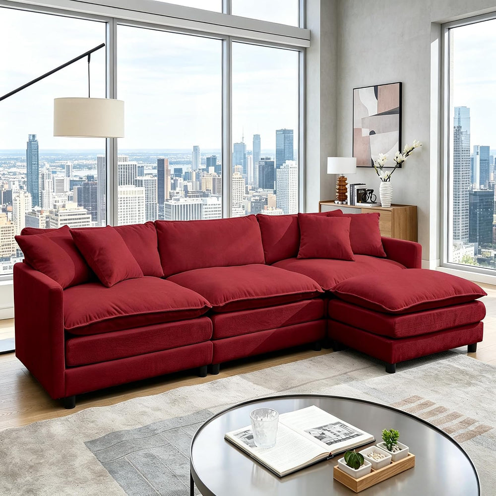 108.27" Modular Sectional Sofa, 4 Seat L Shaped Couch with Chaise | Deep...