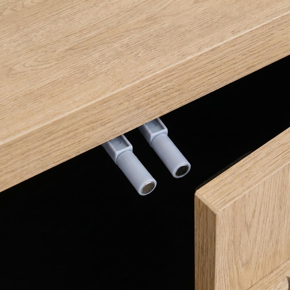 Brafab Modern 55" Fluted Wood Sideboard Buffet Cabinet with Storage/Natu...