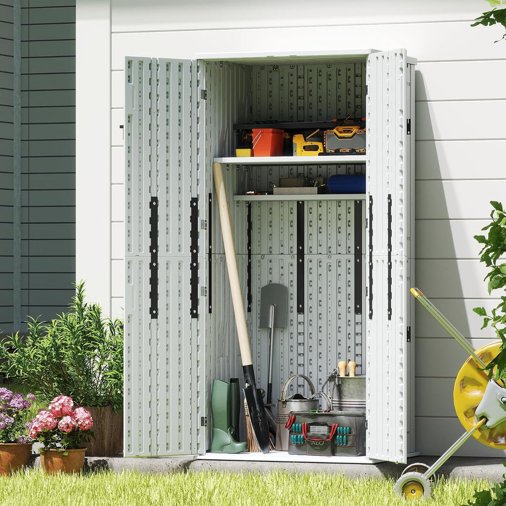 EHHLY Heavy Duty Tall Storage Cabinet Outdoor Weatherproof, 28 Cuft Garage St...