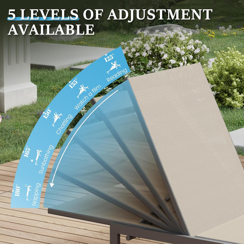 UDPATIO Chaise Lounge Chair Patio Pool Lounge Chair Outdoor with 5 Position A...