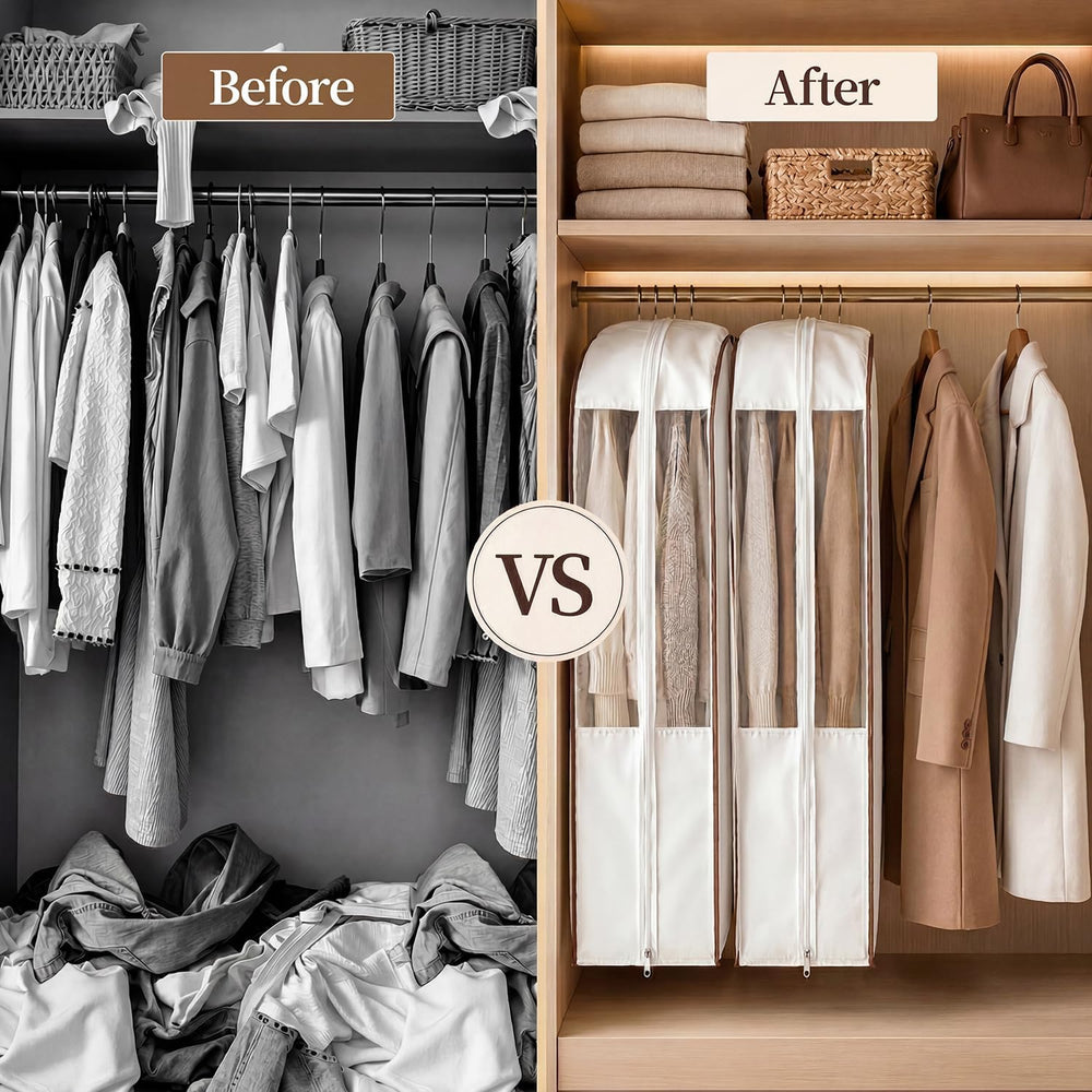 41" Cotton Garment Bags for Hanging Clothes, 2 Pack Breathable Suit Bags...