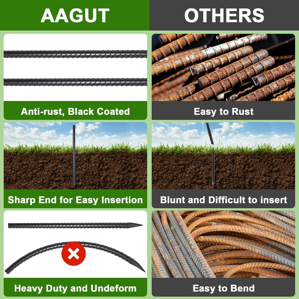 AAGUT Straight Rebar Stakes 16 Inch 3/8 Inch Thickness Concrete Form Stakes