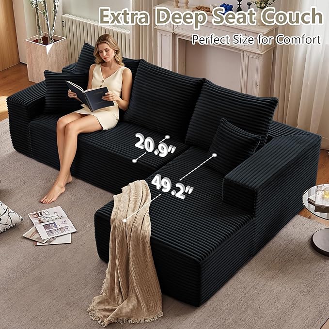 107" Modular Sectional Couches for Living Room, Comfy L Shaped Cloud Cou...