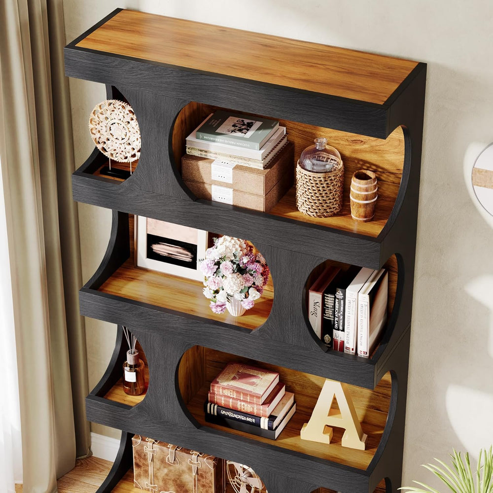 Tribesigns 71" Tall Bookcase, 4-Tier S-Shaped Bookshelf, Wood Decorative...
