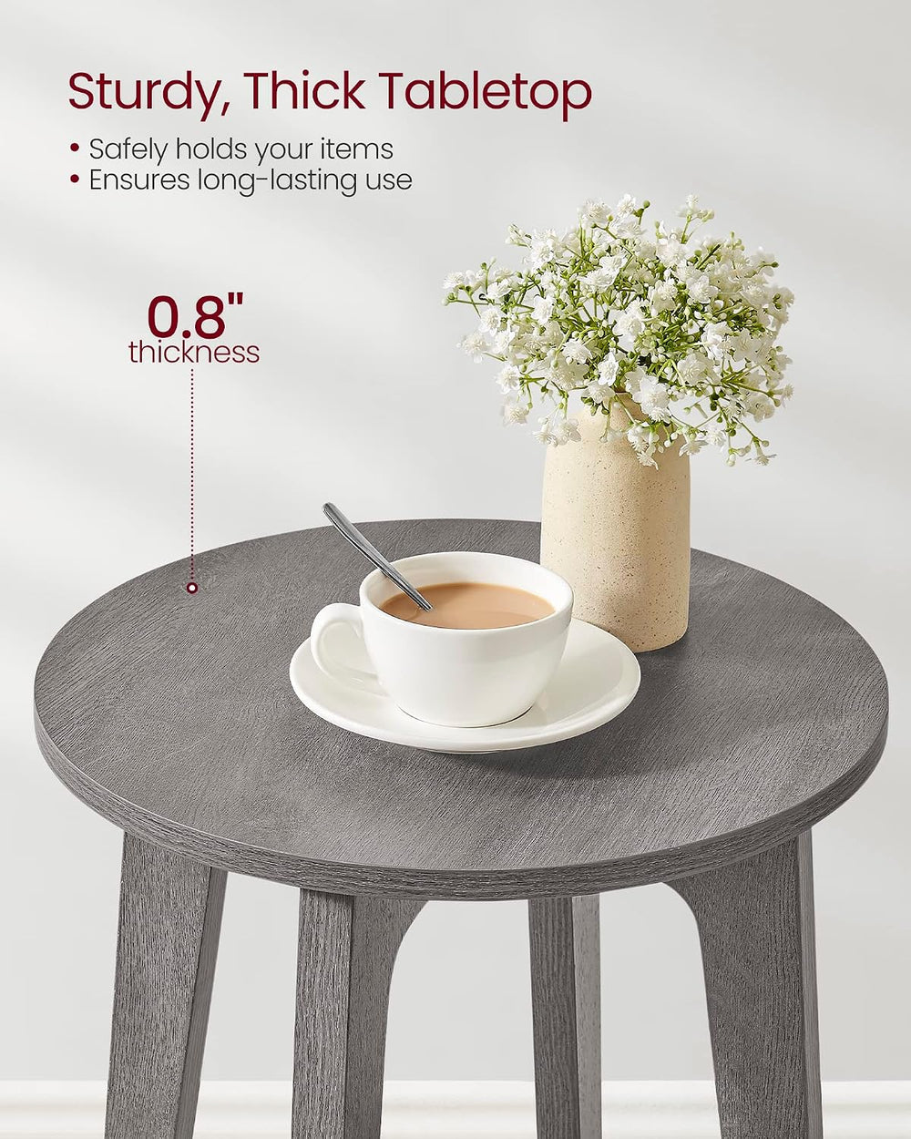 VASAGLE Round Side Table with Lower Shelf, End Table for Small Spaces