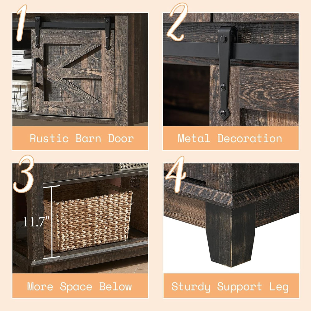 AMERLIFE Farmhouse 4-Piece Living Room Set, Entryway Console with Adjustable ...