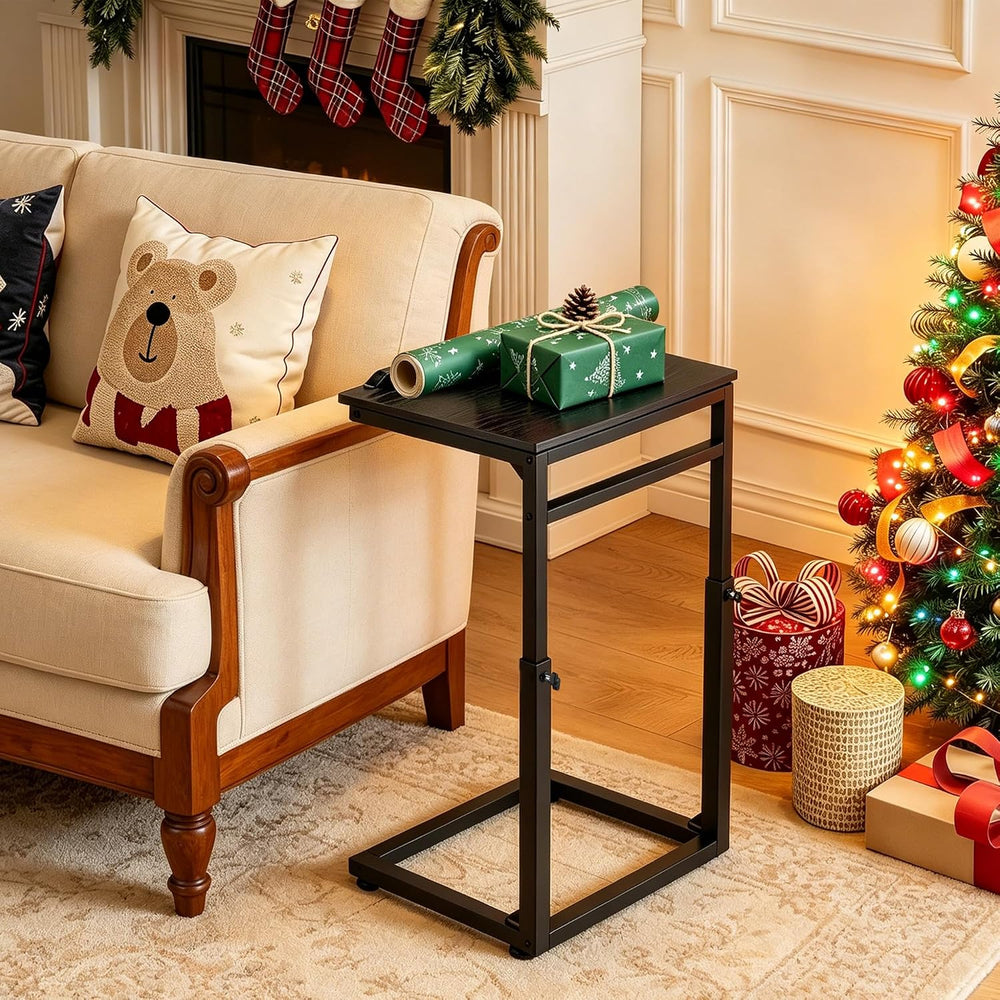 facka C Shaped TV Tray Table, Adjustable Height & 0-60° Tilt for Couch