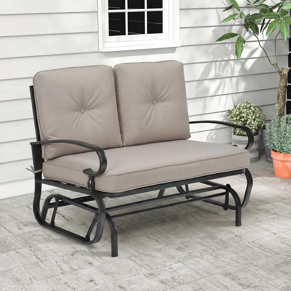 Tangkula Outdoor Swing Glider Chair, Patio Glider Bench for 2 Persons, Outdoo...