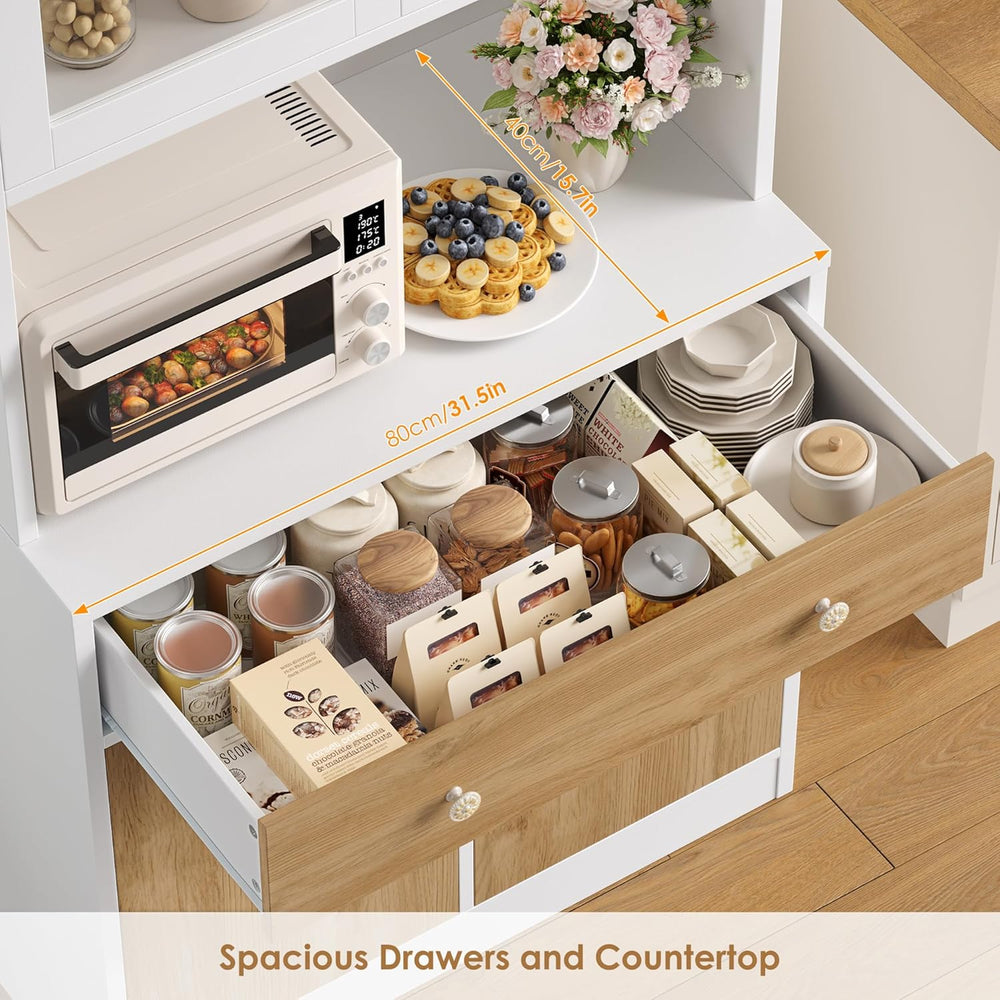 Keyluv 71" Tall Kitchen Pantry Storage Cabinet with Microwave Stand, Mod...