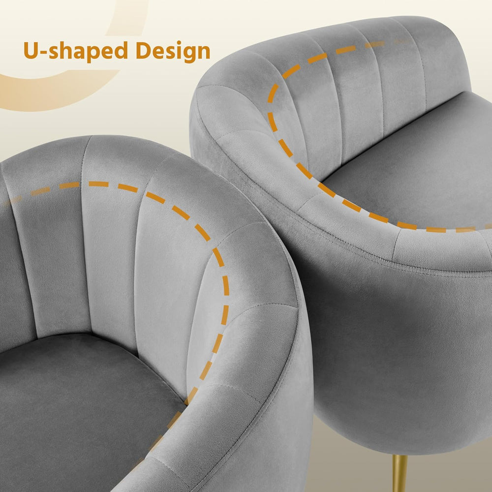 Yaheetech Barrel Accent Chairs Set of 2, Modern Cozy Vanity Chairs, Gray