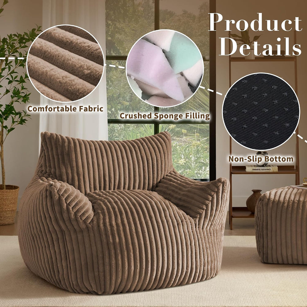 Oversized Bean Bag Chair for Living Room Furniture Bean Bag Chairs for Adults...