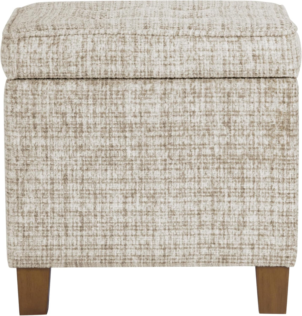 HomePop 18" Square Tufted Storage Ottoman - Cream Textural Woven