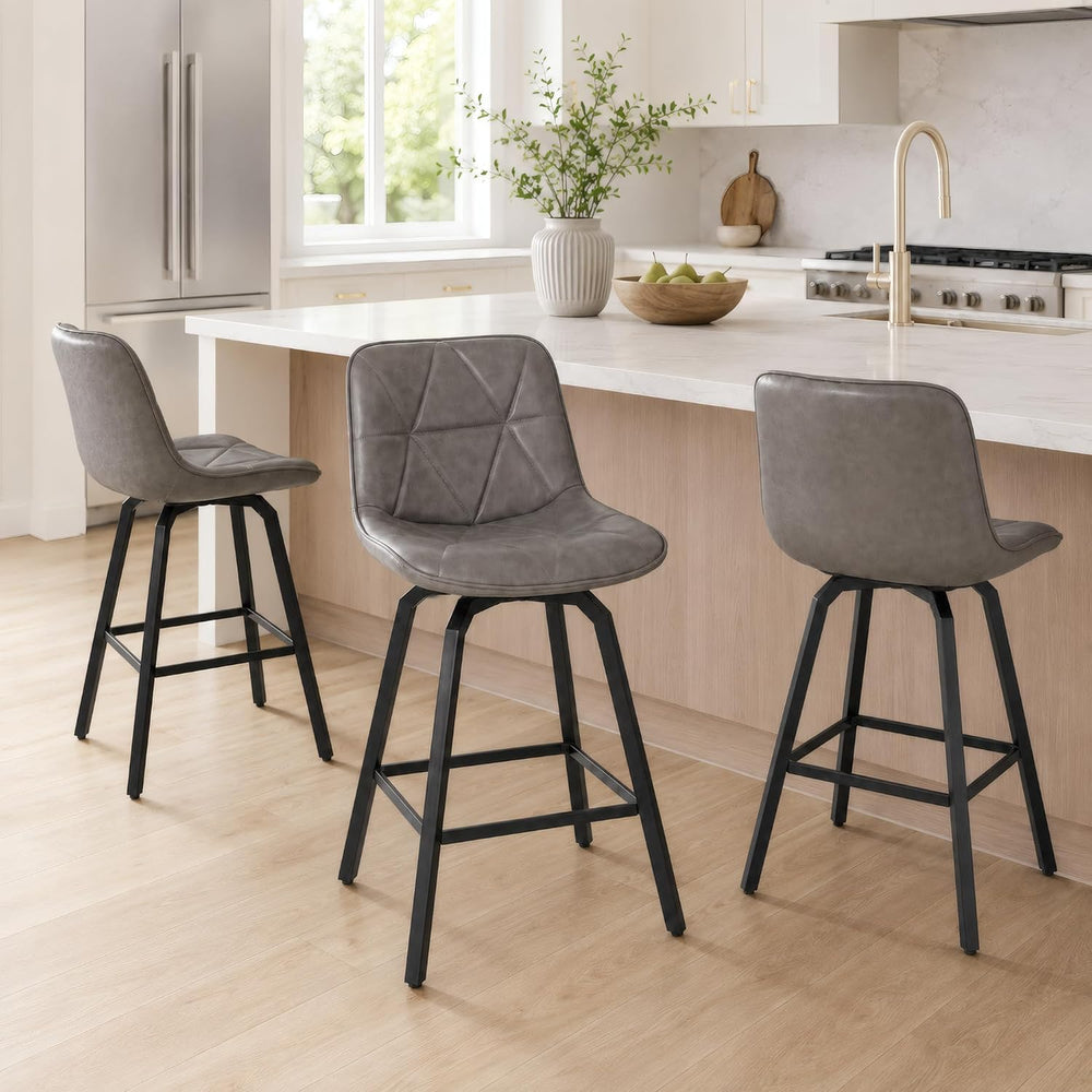 26" Counter Height 360° Swivel Bar Stools Set of 3, Triangular Pattern F...