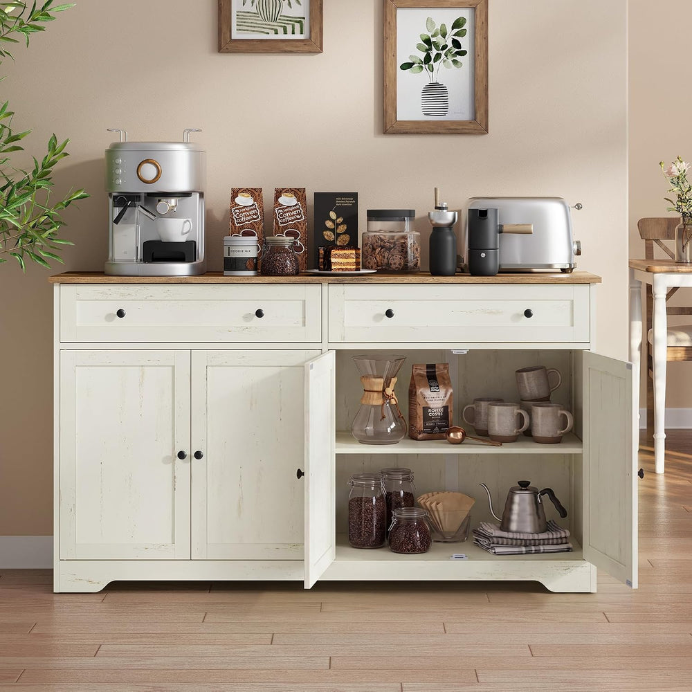 VASAGLE Buffet Cabinet, Sideboard, 4 Doors, 55.1 x 15.8 x 31.5 Inches