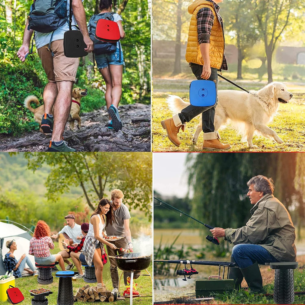 Collapsible Camping Stool with Seat Cushion & Nylon Bag, Square Portable ...