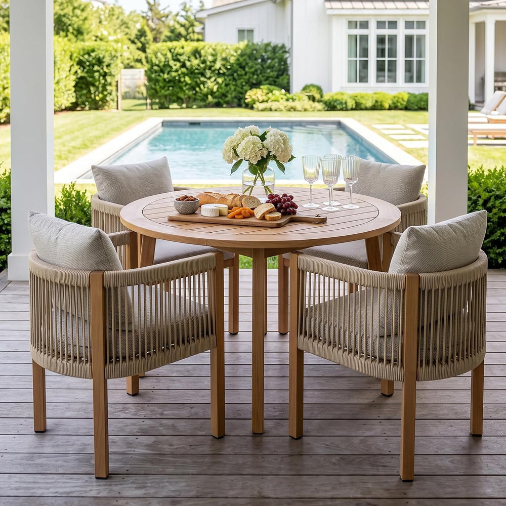 Patio Dining Chairs Set of 6, Rope Rattan Patio Furniture Set, All Weather Ou...