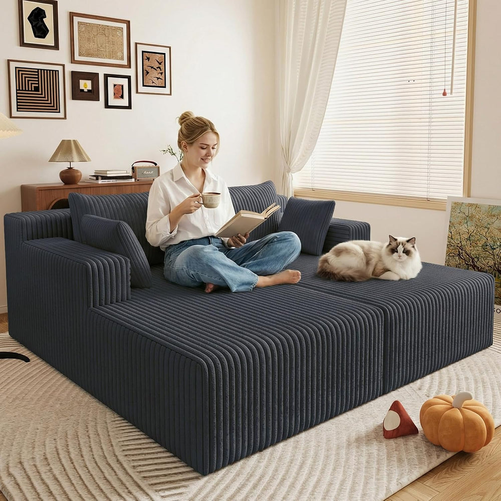 LUCKHAO 71" Oversized Chaise Lounge Chair,Sectional Double Lounge Chaise...