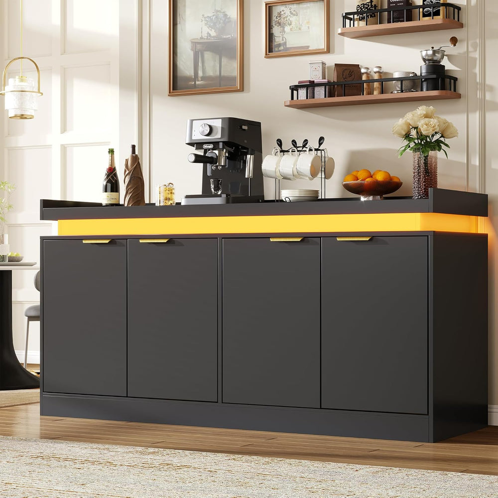 UNIQUITE 63" Sideboard Buffet Cabinet, Kitchen Buffet Cabinet Storage Ca...