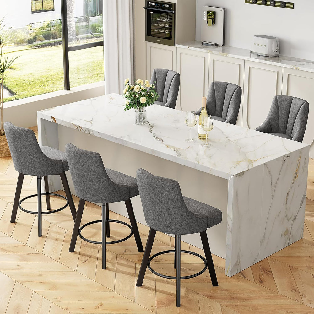 YaFiti 24" Swivel Counter Height Bar Stools Set of 6, Dark Gray
