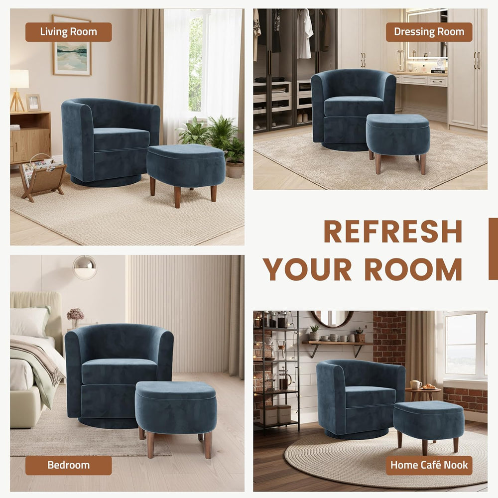 360° Swivel Accent Chair and Storage Ottoman Set of 2