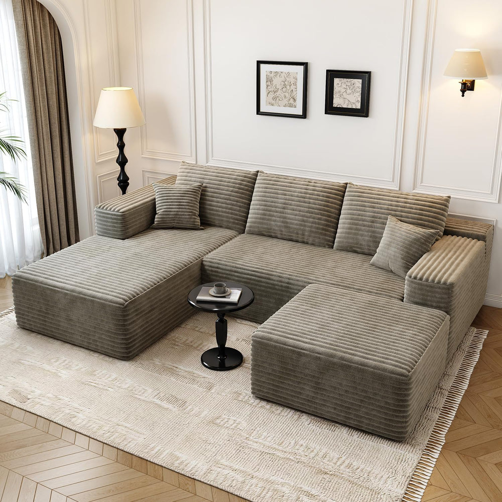 107.5" Cloud Modular Sectional Couch with 1 Ottoman,Modern Minimalist Up...