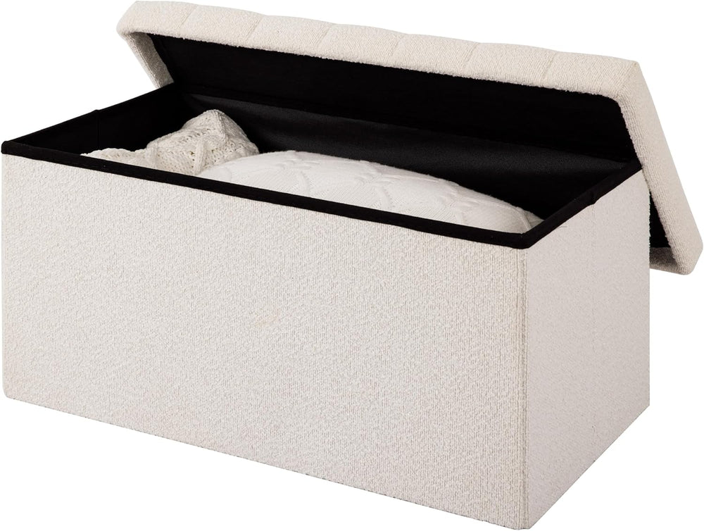 Seville Classics Cushioned Fabric Ottoman Hidden Storage Chest Footrest Chair...