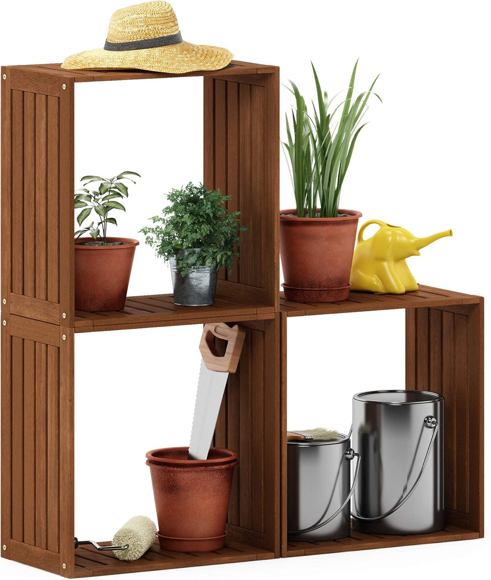 Furinno TIOMAN Outdoor Storage, Multipurpose Stacking Shelf in Teak Oil, for ...