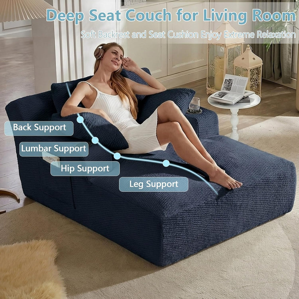 49.2"Oversized Chaise Lounge Chair Indoor,Faux Fur Reading Chair with Cu...