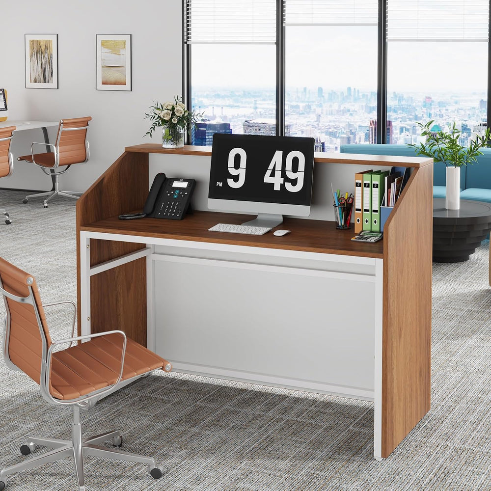 Tribesigns Reception Desk with Counter, Modern Front Desk Reception Room Tabl...