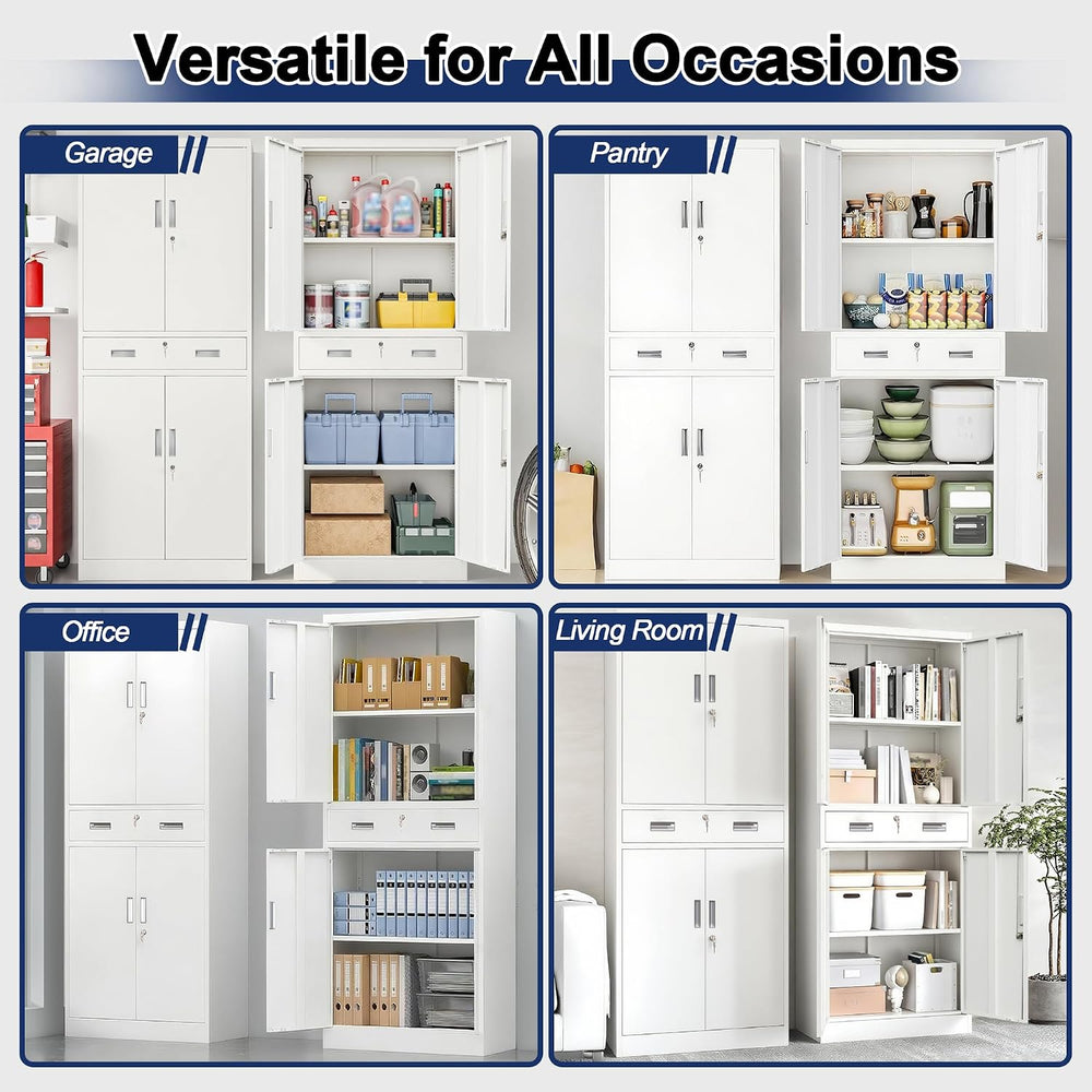 BESFUR Metal Storage Cabinet with a Drawer 4 Doors and 2 Adjustable Shelves G...