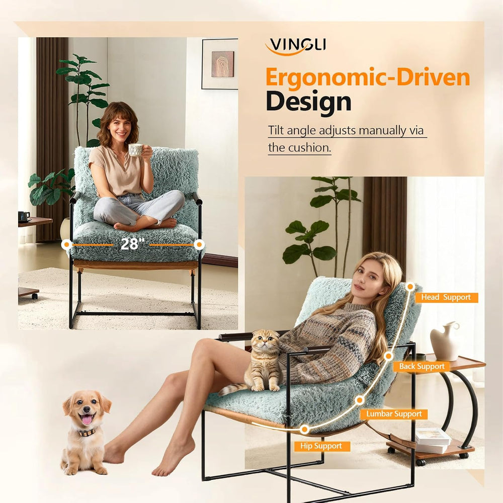 VINGLI 28" Wide Plush Upholstery Sling Modern Accent Chairs Set of 2,Rea...