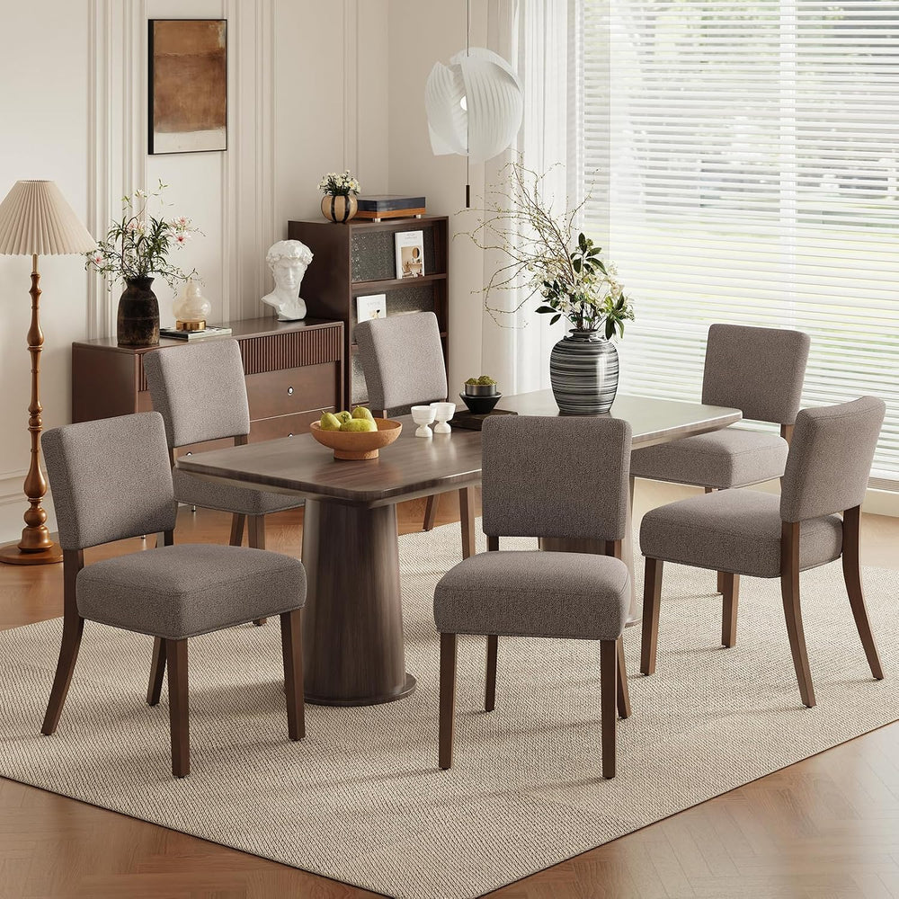 COLAMY Mid Century Modern Dining Chairs Set of 6, Upholstered Kitchen Chairs ...