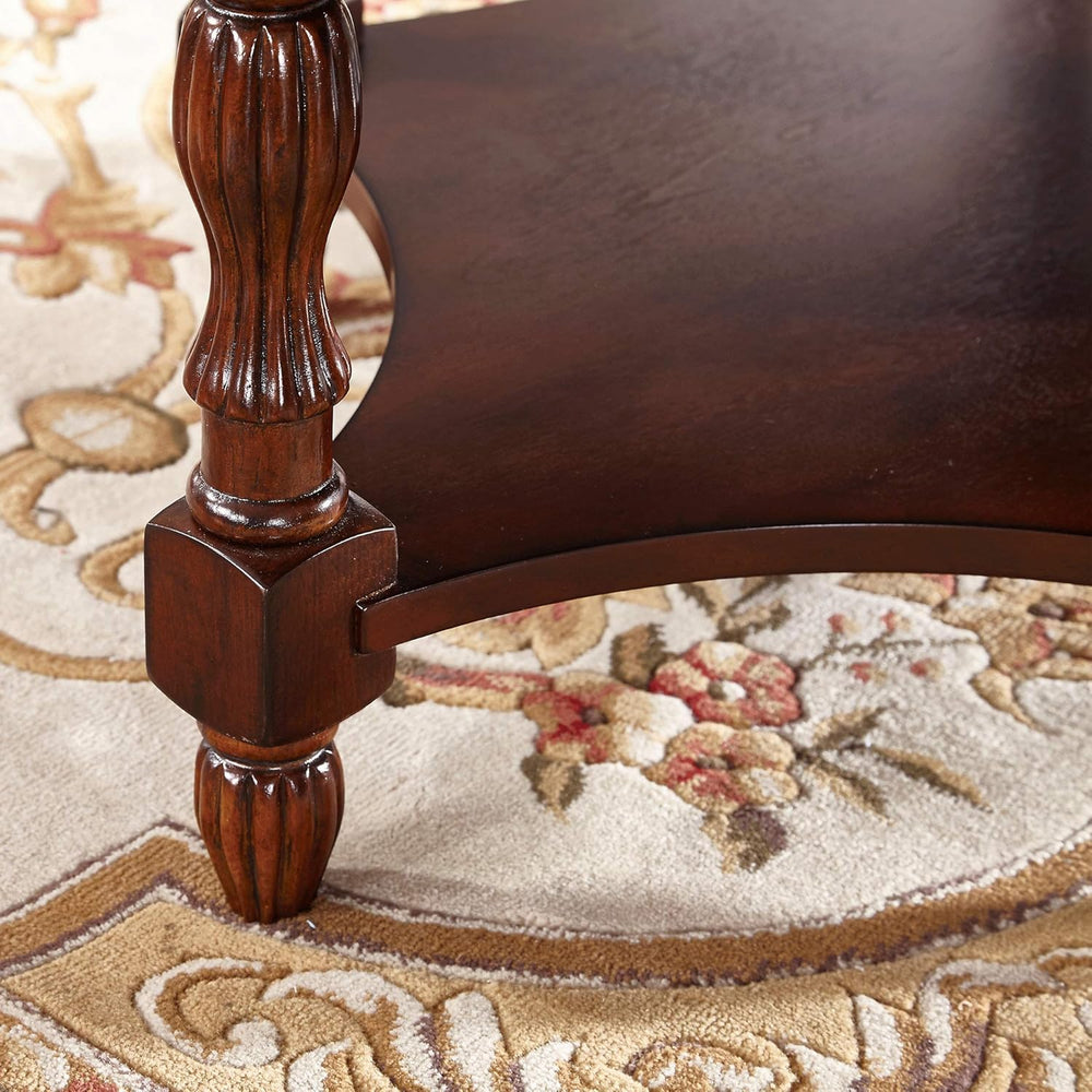 Vintage Solid Wood Oval End Table with Tempered Glass Top, 28"x24" ...