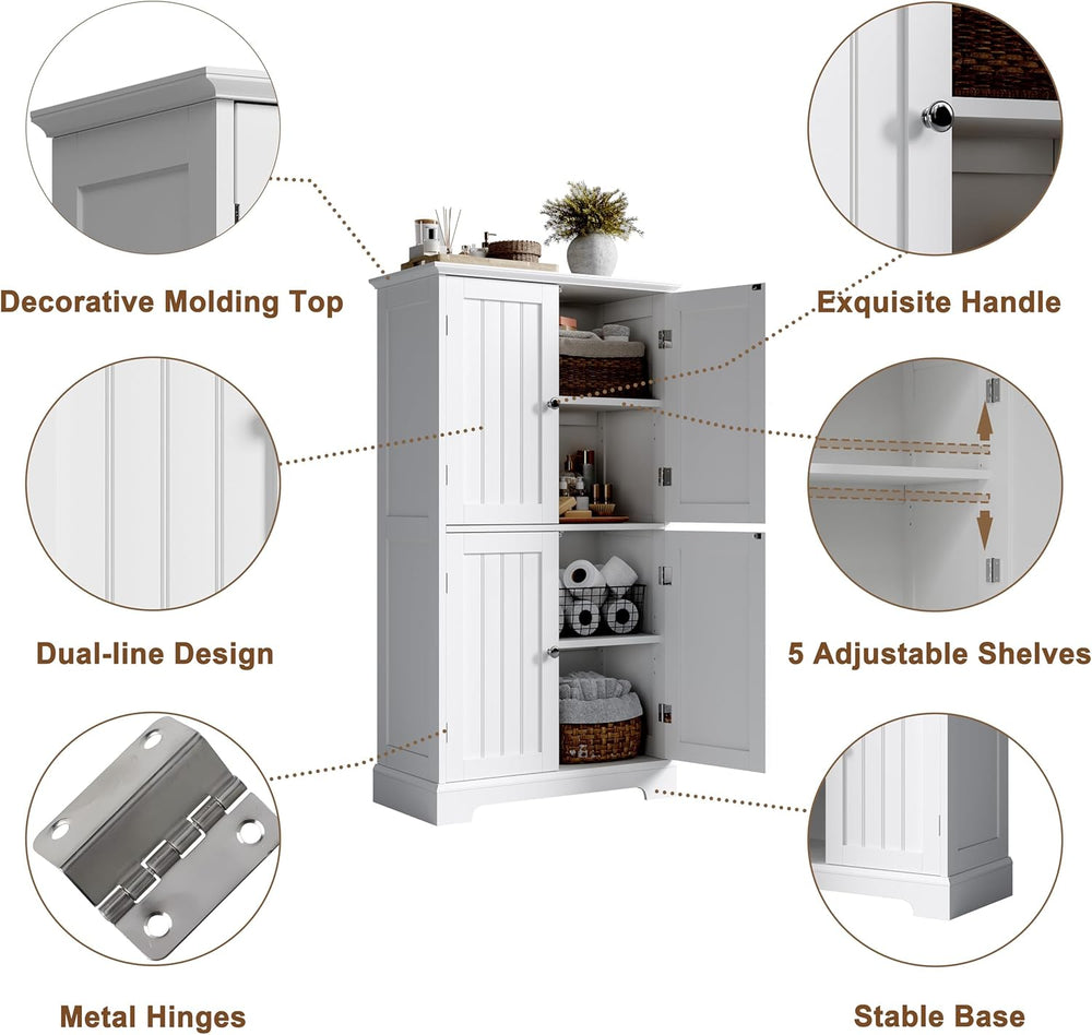 ChooChoo Bathroom Floor Cabinet, Modern Bathroom Storage Cabinet with 4 Doors...
