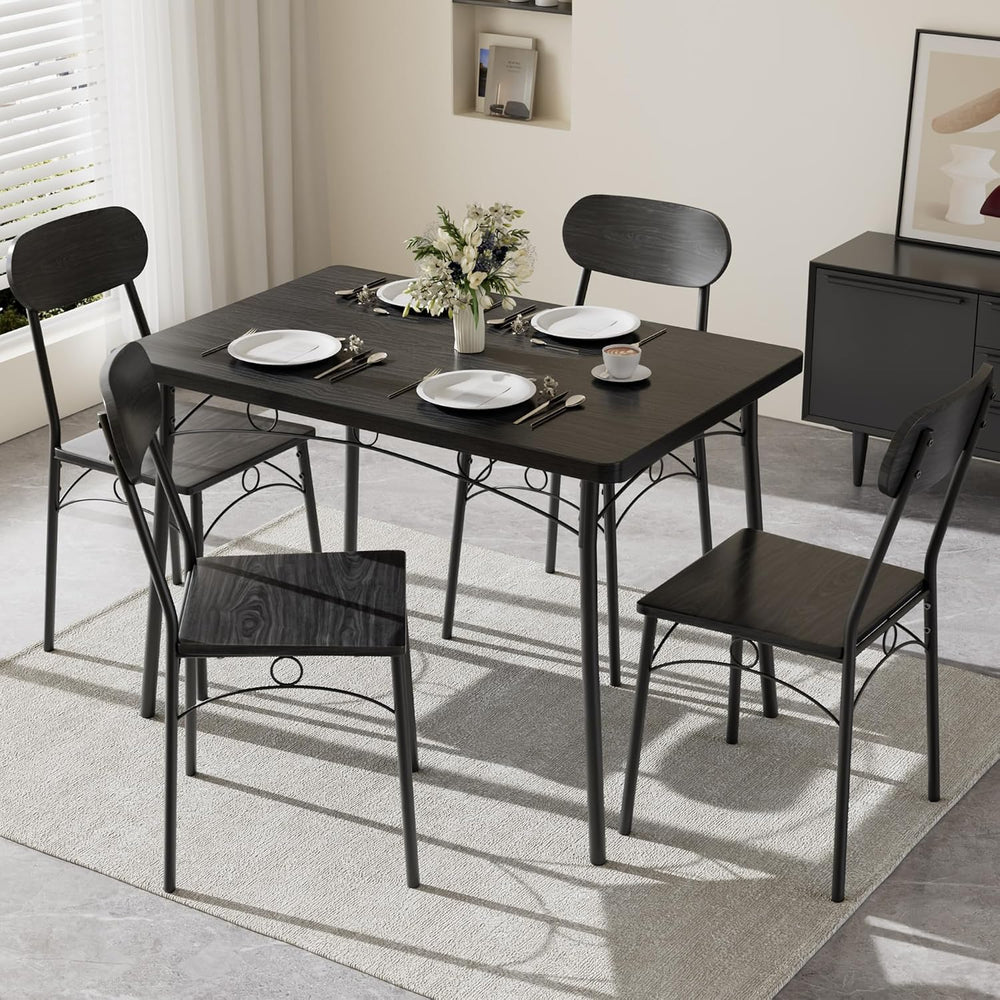 VECELO Dining Table Set for 4, 5-Piece Kitchen Table with 4 Chairs, MDF Board...