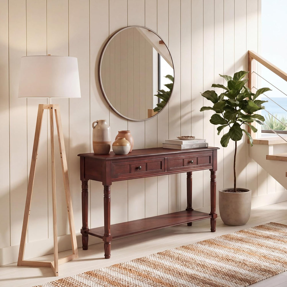 SAFAVIEH Samantha Wood Console Entryway Table, 35.8" Dark Cherry AMH5710D