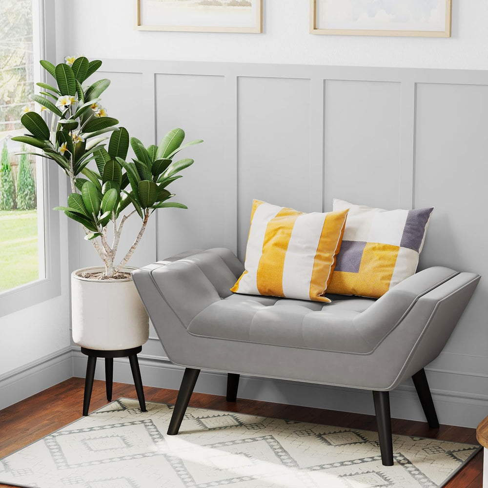 Andeworld Upholstered Tufted Small Cute Bench Ottoman for Entryway Foyer Bath...