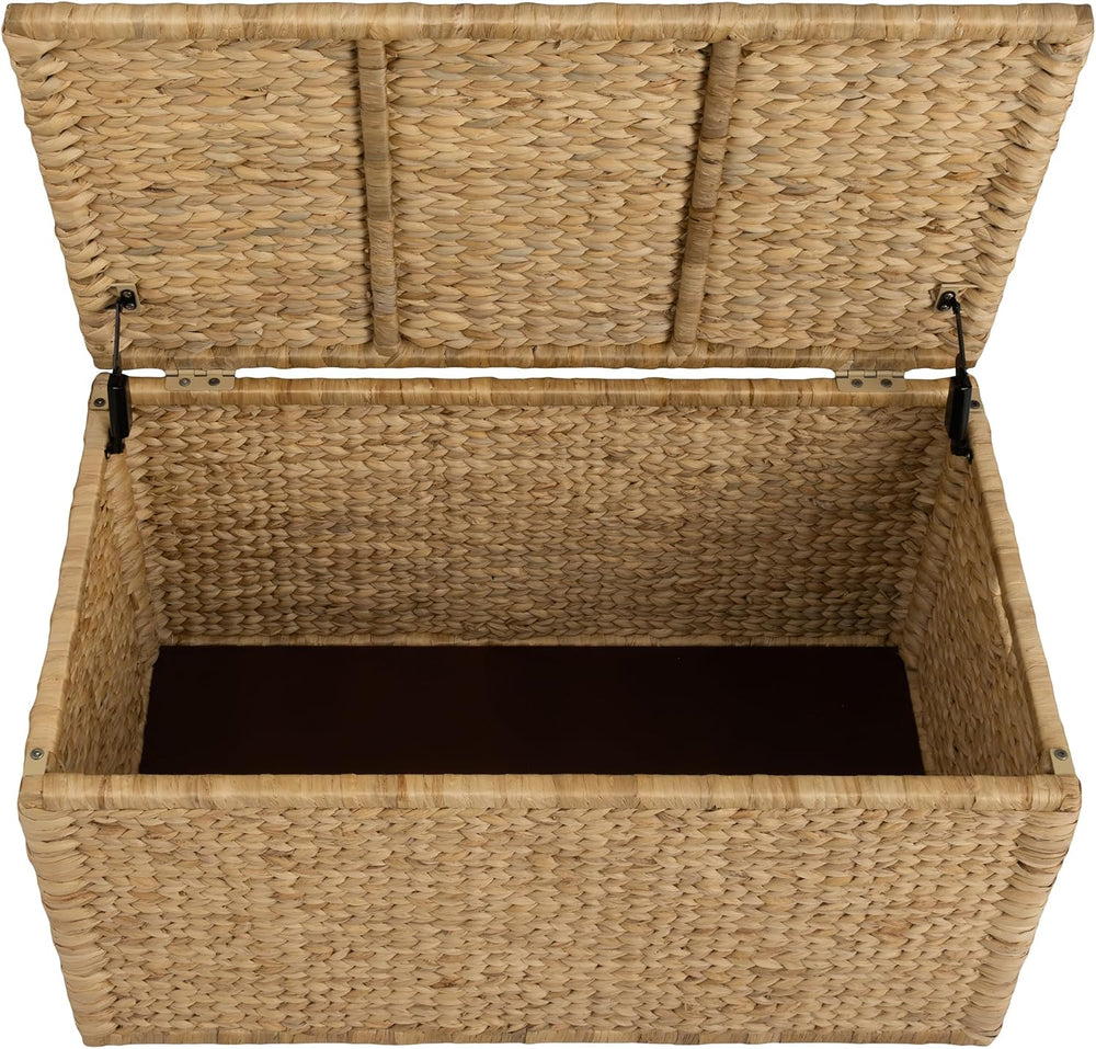 eHemco Water Hyacinth Blanket Storage Trunk, Natural, 36 x 20 x 18.5 | Metal ...