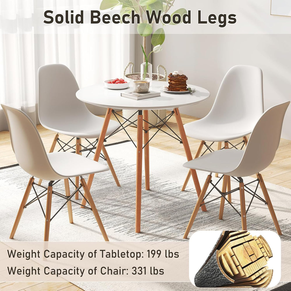 Tangkula Round Dining Table Set for 4, Modern Circle Kitchen Table & 4 Ch...