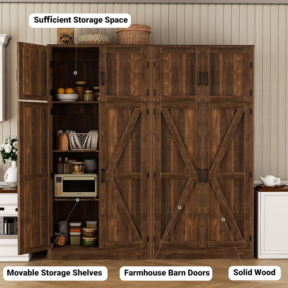 Unikito 71” Kitchen Pantry Storage Cabinet with Adjustable Shelves, 2 Pack | ...