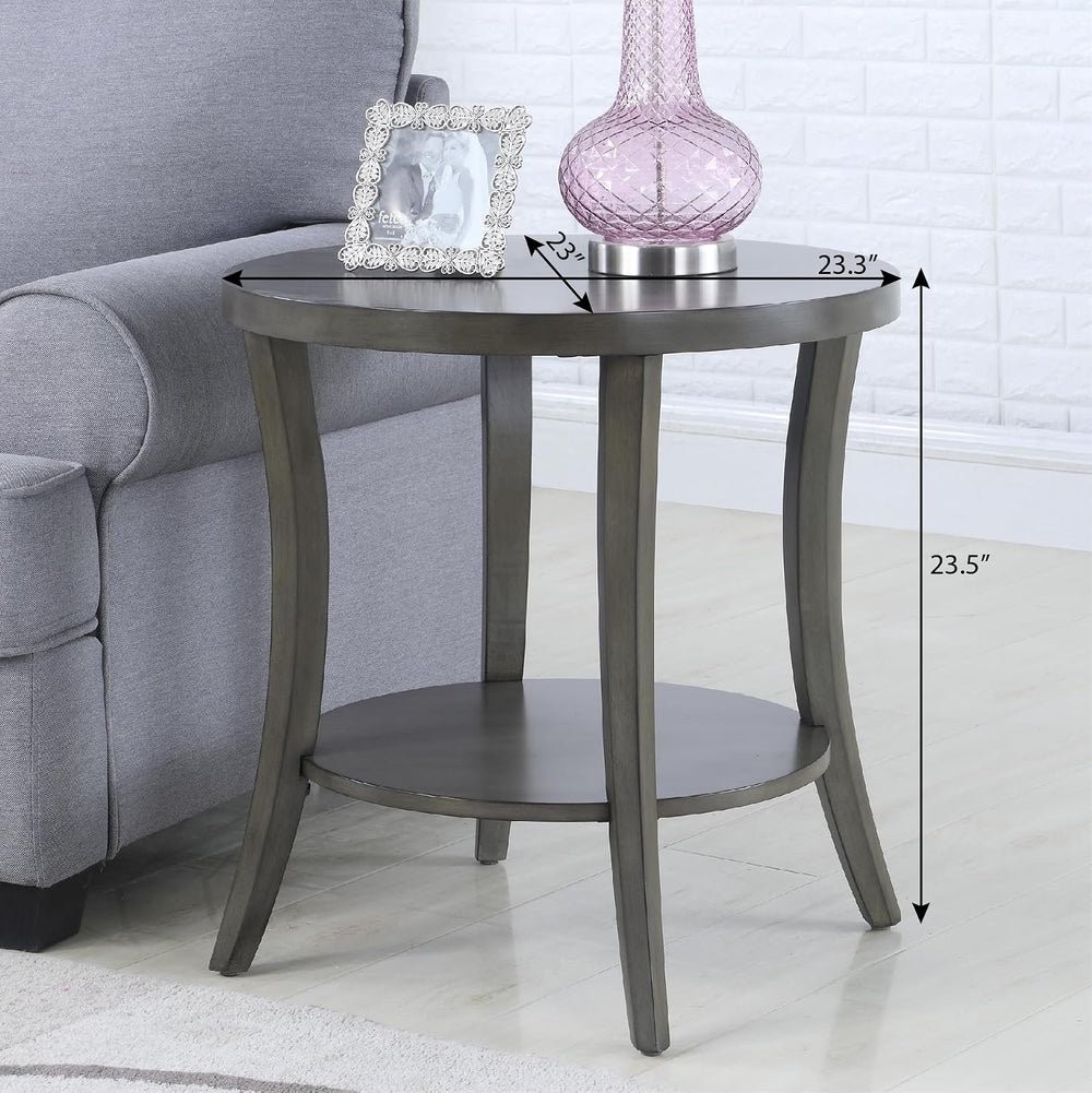 Oval Shelf End Table, Gray