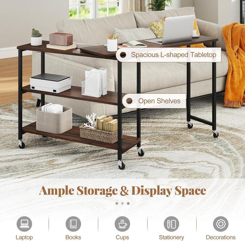 Tangkula Large 360° Free Rotating Sofa Side Table, Patented Mobile Couch Desk...