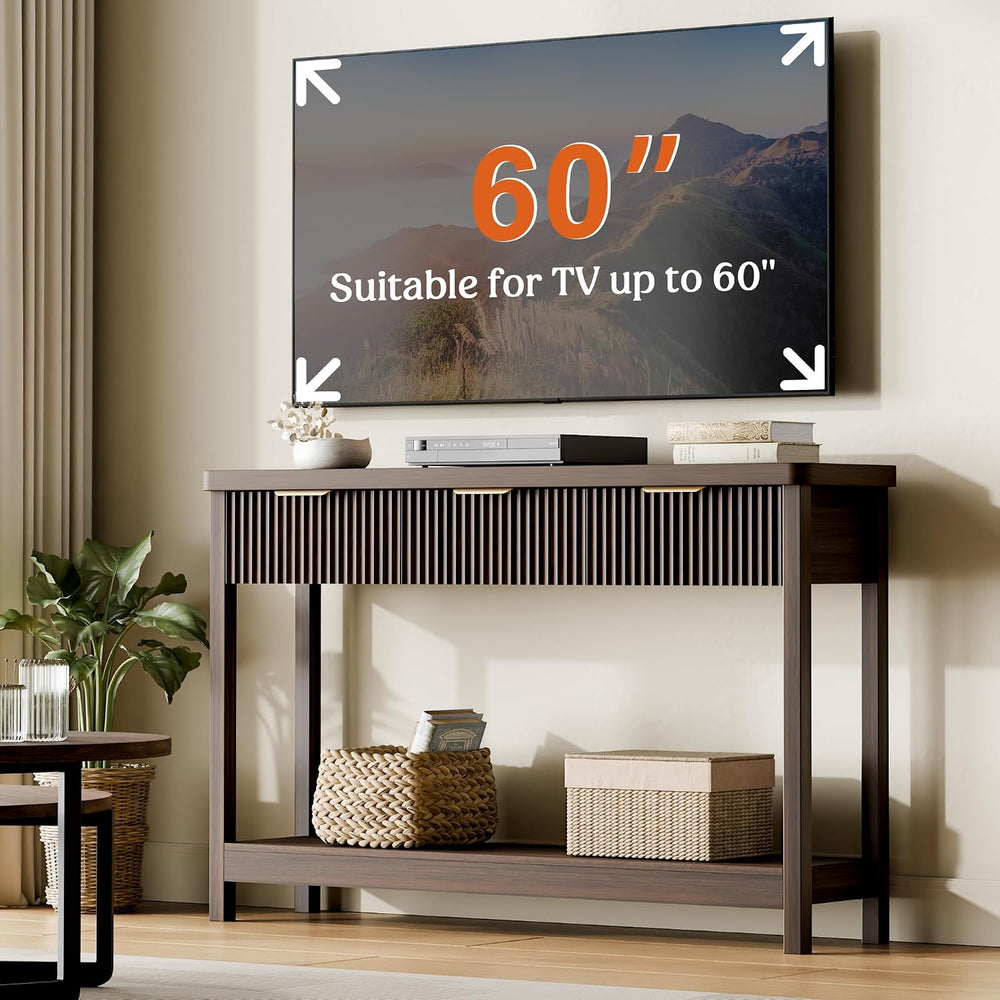 Lulive Fluted Console Table, 51 Inch Entryway Table with 3 Drawers | Scandi f...