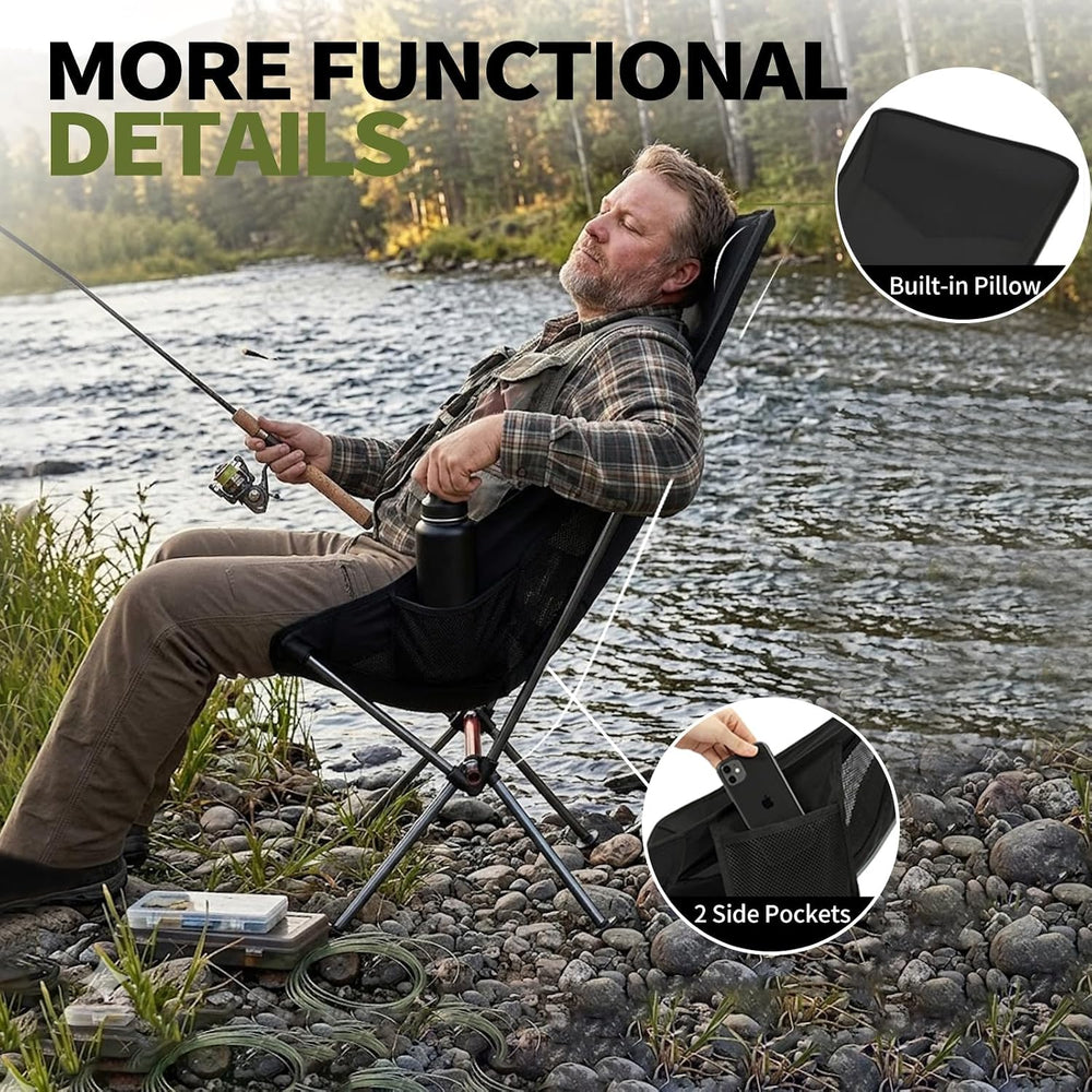 SHALLWE Camping Chairs, All Aluminum Frame Portable Folding Camp Chair for Ad...