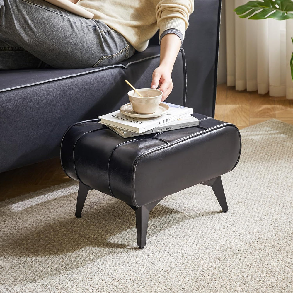 YMYNY Ottoman, Foot Stool with Metal Legs, Faux Leather Stool, Pouf Couch Sto...