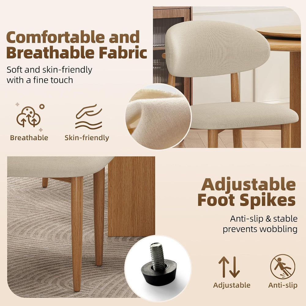 Dining Chairs Set of 4, Modern Fabric Upholstered Dining Room Chair MetalKitc...
