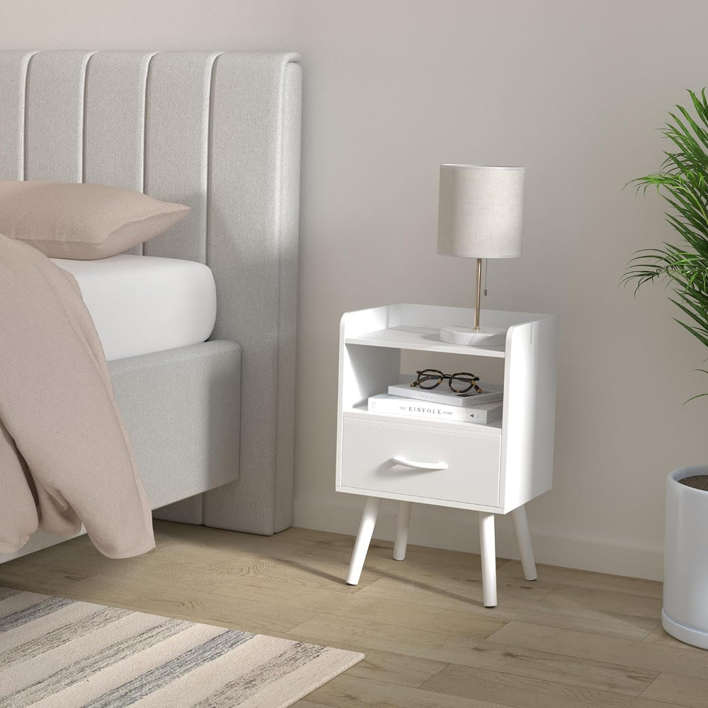 Yoobure Modern Nightstand with Drawer, Bedside Tables, Mid Century Nightstand...