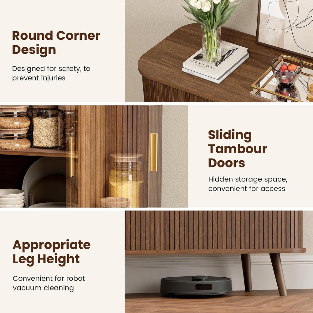 Pamapic 40" Sideboard Buffet Cabinet with Storage & Sliding Door, Wa...