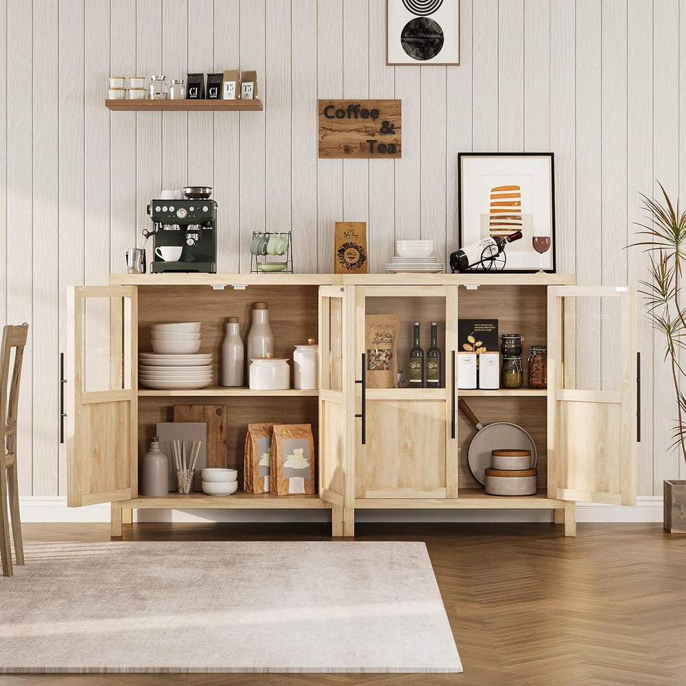 Garvee Large Buffet Cabinet with Storage, Sideboard Buffet Cabinet with Glass...